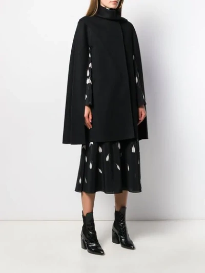 Shop Valentino Asymmetric Draped Cape In Black