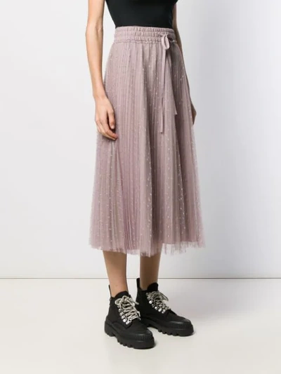 Shop Red Valentino Red(v) Point D'esprit Pleated Skirt In Pink