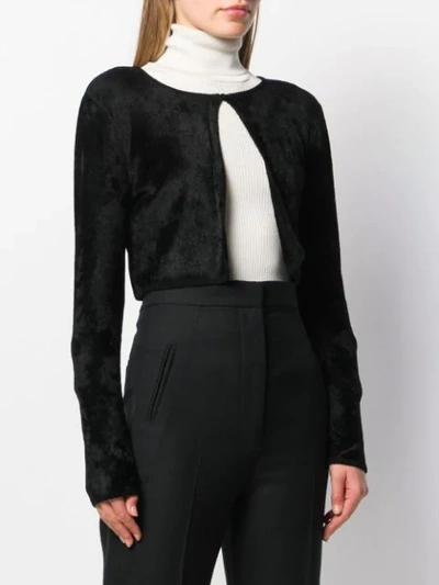 Shop Antonino Valenti Cropped Long-sleeve Cardigan In Black