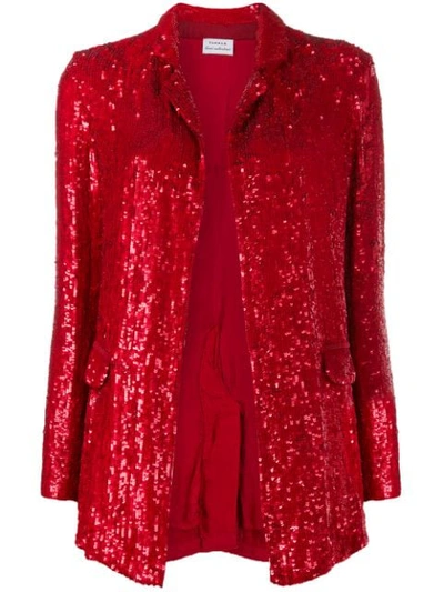 Shop P.a.r.o.s.h Goody Sequin-embellished Jacket In Red