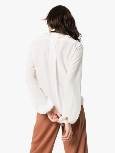 Shop Chloé Tie-neck Silk Blouse In White