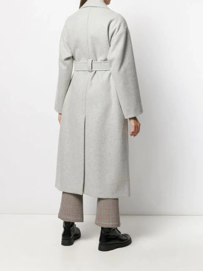 Shop Red Valentino Red(v) Double-breasted Belted Coat In Grey