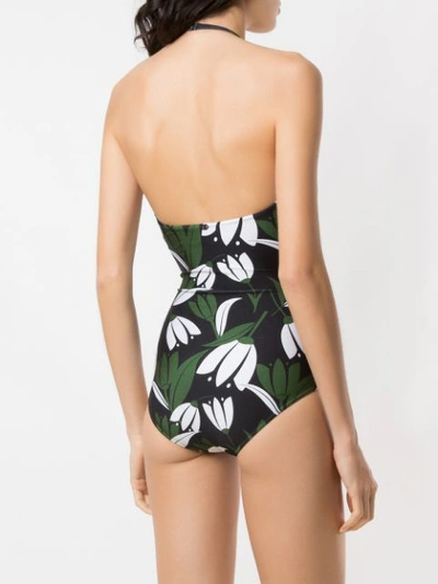 Shop Adriana Degreas Printed Halter Neck Swimsuit In Multicolour