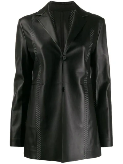 Shop Alyx Fitted Leather Blazer In Black