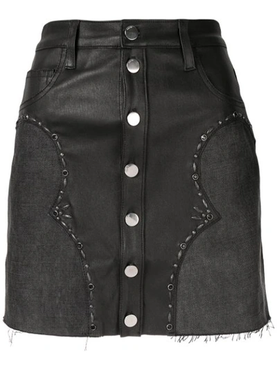 Shop Amiri Western Denim Mix Mini Skirt In Black