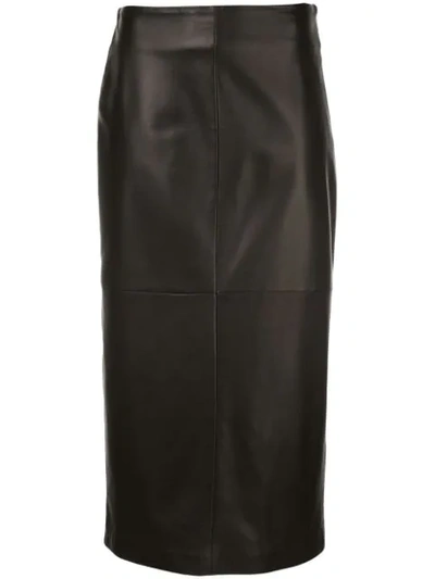Shop Brunello Cucinelli Leather Pencil Skirt In Black