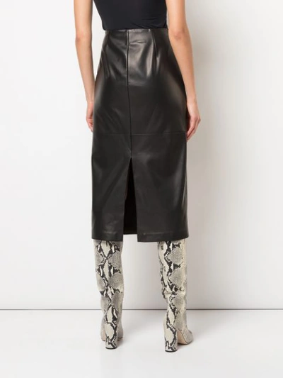 Shop Brunello Cucinelli Leather Pencil Skirt In Black
