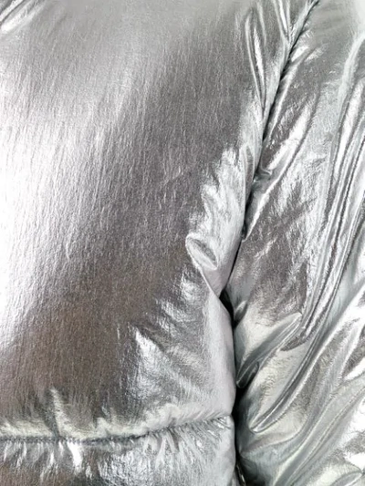 Shop Off-white Metallic Puffer Jacket In Silver