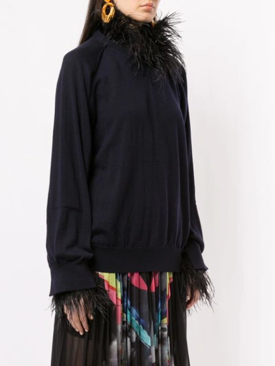 Shop Toga Oversized Feather Trimmed Sweater In 13
