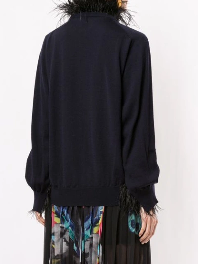 Shop Toga Oversized Feather Trimmed Sweater In 13