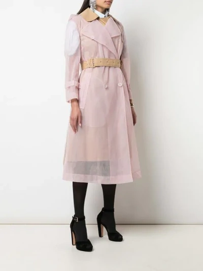 Shop Simone Rocha Tulle-panelled Trench Coat In Neutrals