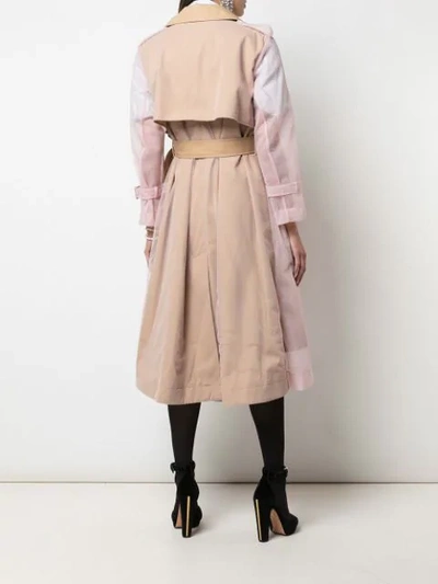 Shop Simone Rocha Tulle-panelled Trench Coat In Neutrals