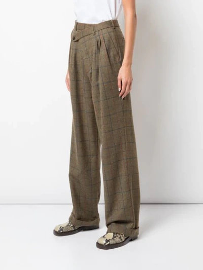 R13 Checked Relaxed Trousers In Green