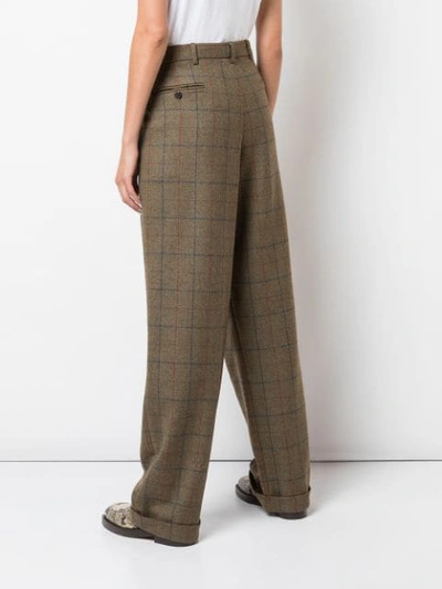 R13 Checked Relaxed Trousers In Green