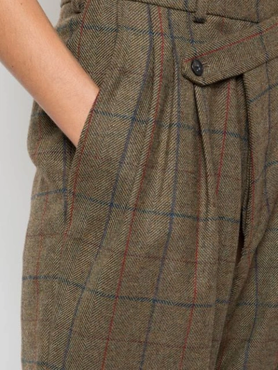 R13 Checked Relaxed Trousers In Green