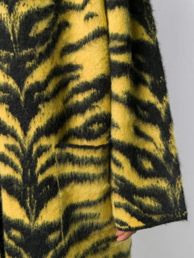 Shop Laneus Zebra Print Cardi-coat In Yellow