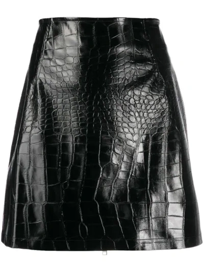 Shop Pinko Exotic Leather Look Mini Skirt In Black
