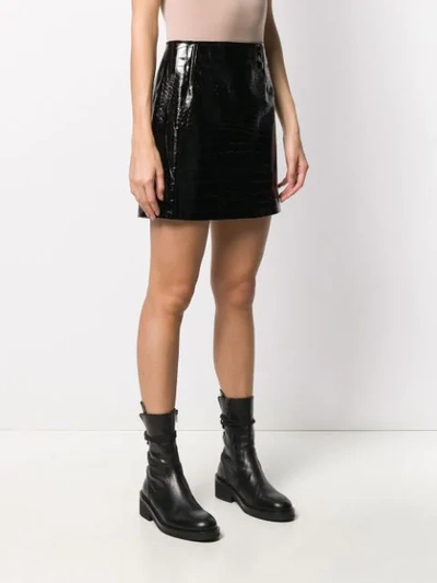 Shop Pinko Exotic Leather Look Mini Skirt In Black