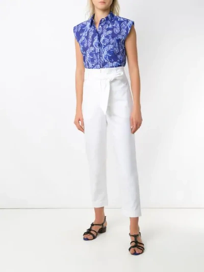 Shop Andrea Marques Structured Shoulders Printed Shirt In Blue