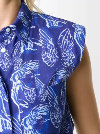 Shop Andrea Marques Structured Shoulders Printed Shirt In Blue