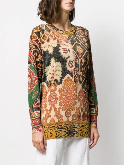 Shop Etro Mixed Print Shimmer Jumper In Black