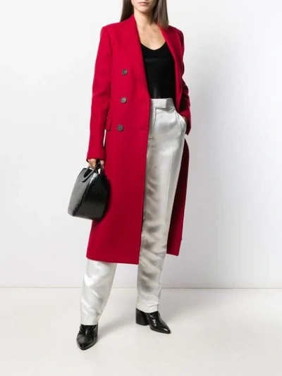 Shop Helmut Lang Double-breasted Belted Coat In Red