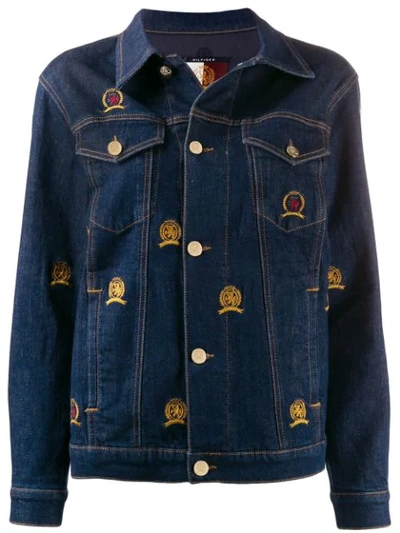 Tommy Hilfiger Embroidered Crest Denim Jacket In 1aq Denim Rinse | ModeSens