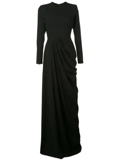 Shop Alex Perry Structured Shoulder Evening Dress In Black