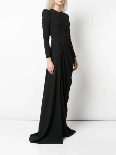 Shop Alex Perry Structured Shoulder Evening Dress In Black