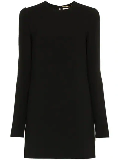 Shop Saint Laurent Crepe Mini Dress In Black