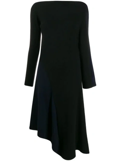 Shop Loewe Asymmetric Knitted Dress In Blue