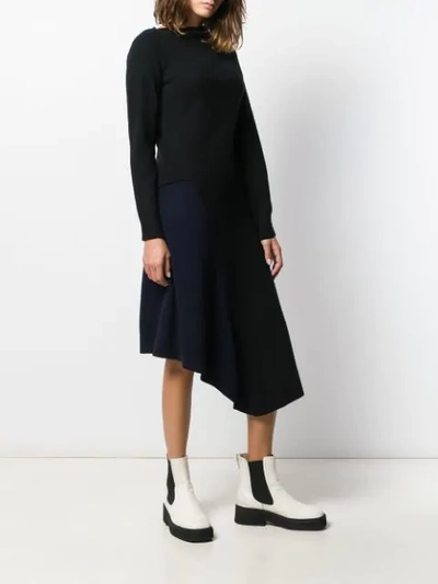 Shop Loewe Asymmetric Knitted Dress In Blue