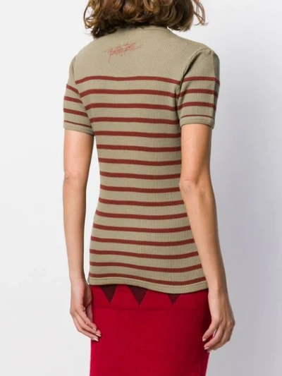 Pre-owned Jean Paul Gaultier 1990s Striped T-shirt In Brown