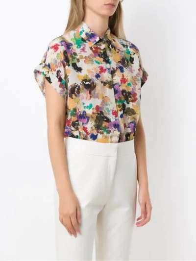 Shop Andrea Marques Printed Shirt Bodysuit In Multicolour