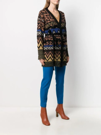 Shop Twinset Jacquard-knit Cardigan In Brown