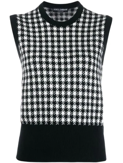Shop Dolce & Gabbana Cashmere Houndstooth Top In White ,black