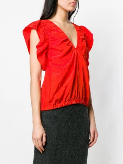 Shop Victoria Victoria Beckham Ruffle Sleeve Blouse - Red