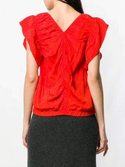 Shop Victoria Victoria Beckham Ruffle Sleeve Blouse - Red