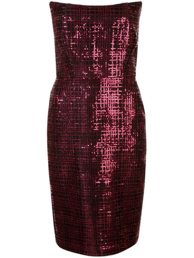 Shop Michelle Mason Strapless Sequined Dress In Pink