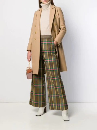 Shop Alessia Santi Checked Palazzo Trousers In Brown