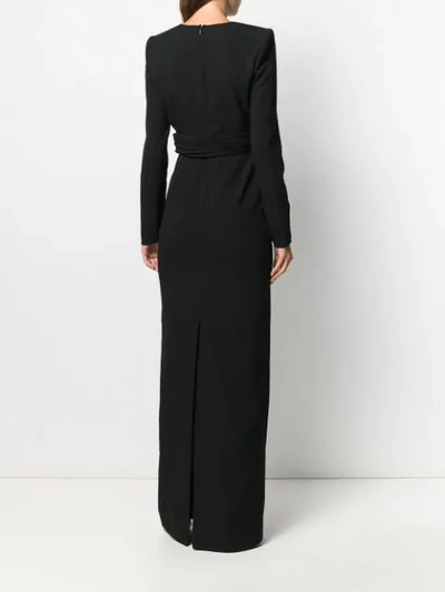 Shop Saint Laurent Plunging Evening Dress In Black