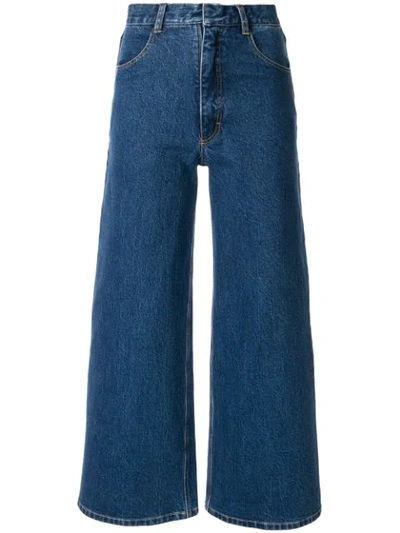 Shop Kseniaschnaider Wide-leg Cropped Jeans In Blue