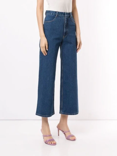 Shop Kseniaschnaider Wide-leg Cropped Jeans In Blue