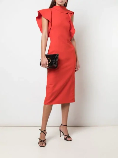 Shop Oscar De La Renta Ruffled Dress In Red