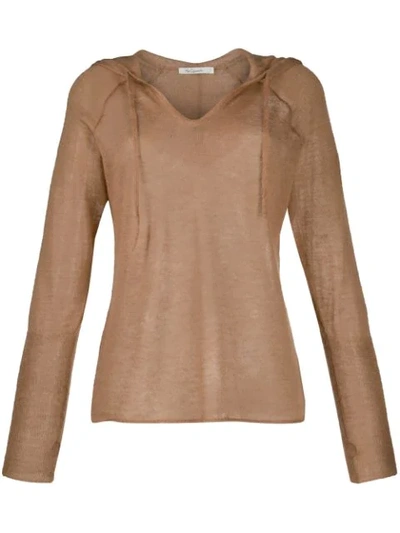 Shop Mes Demoiselles Fine Knit Hooded Tunic In Terracotta