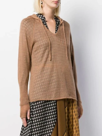 Shop Mes Demoiselles Fine Knit Hooded Tunic In Terracotta