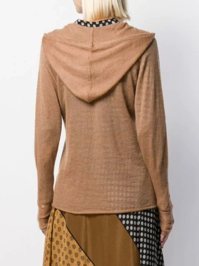 Shop Mes Demoiselles Fine Knit Hooded Tunic In Terracotta