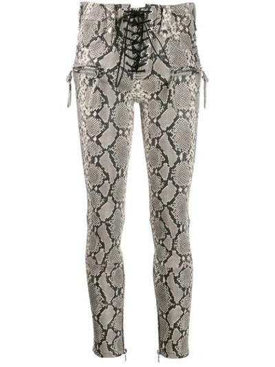 Shop Ben Taverniti Unravel Project Snakeskin Effect Trousers In Grey