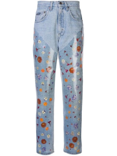 Shop Maryam Nassir Zadeh Floral Print Boyfriend Jeans In Blue ,multicolour
