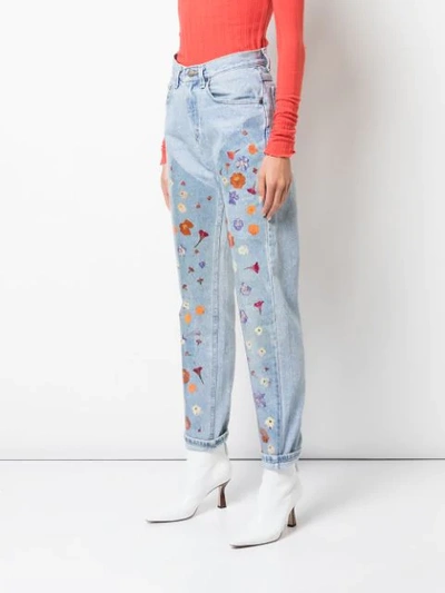 Shop Maryam Nassir Zadeh Floral Print Boyfriend Jeans In Blue ,multicolour